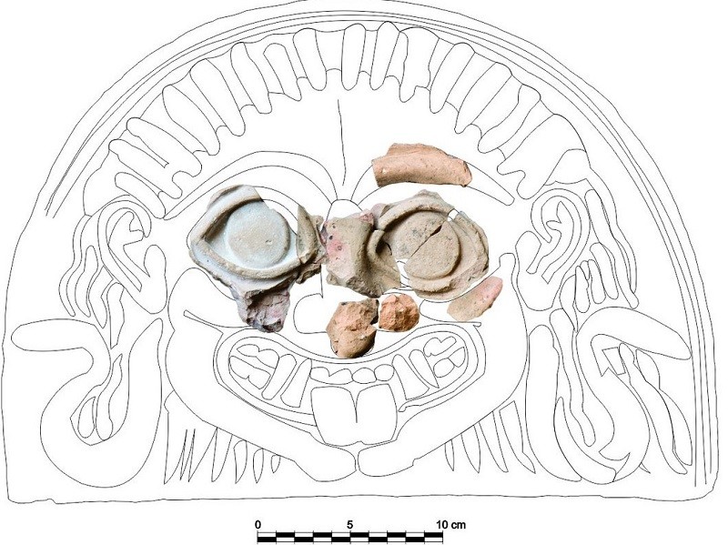 Reconstruction of the Gorgoneion found at Gorham's Cave.